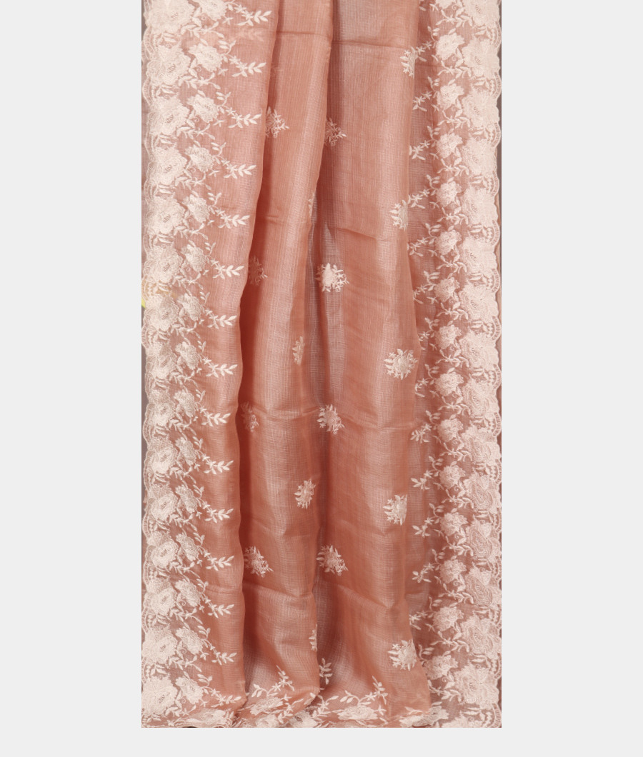 Light Mauve Pink Silk Kota Embroidery Saree T3269252