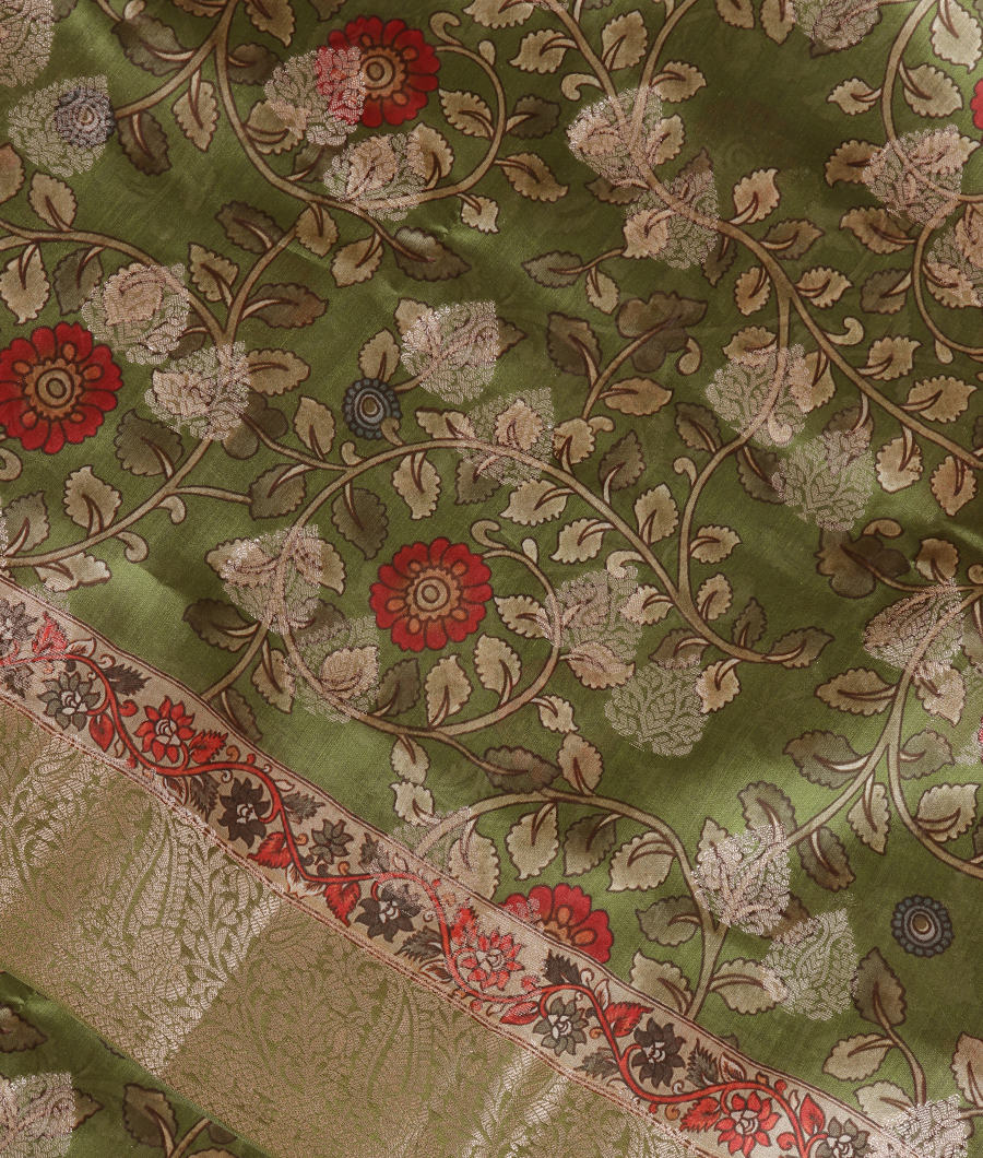 Green Chaniya Silk Saree T330847-image