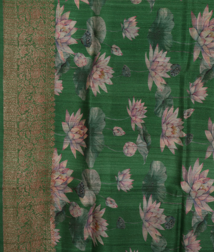 Green Banaras Tussar Georgette Saree T3187623