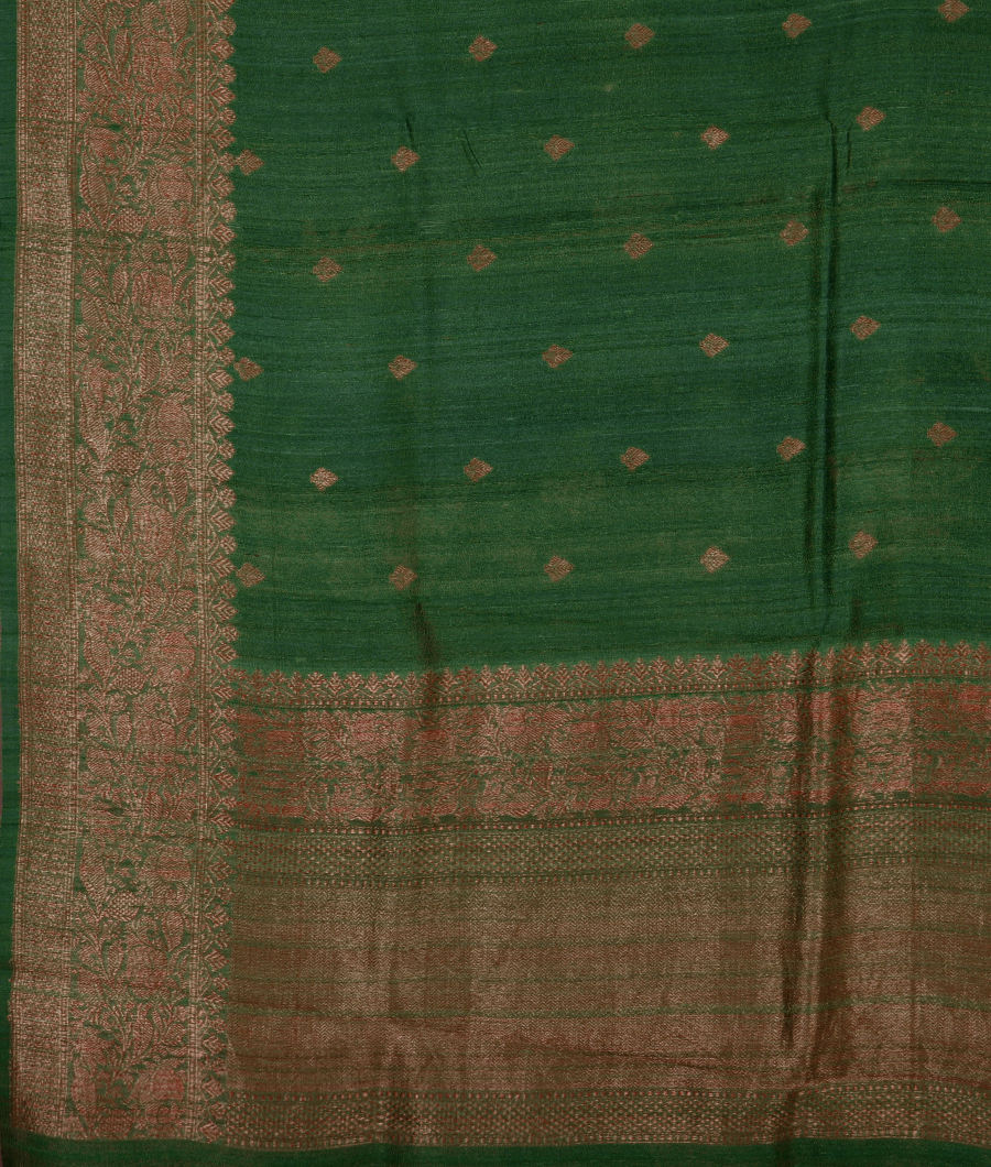 Green Banaras Tussar Georgette Saree T3187624