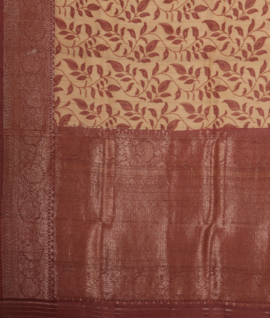 Beige Vidarbha Tussar Saree T3162884