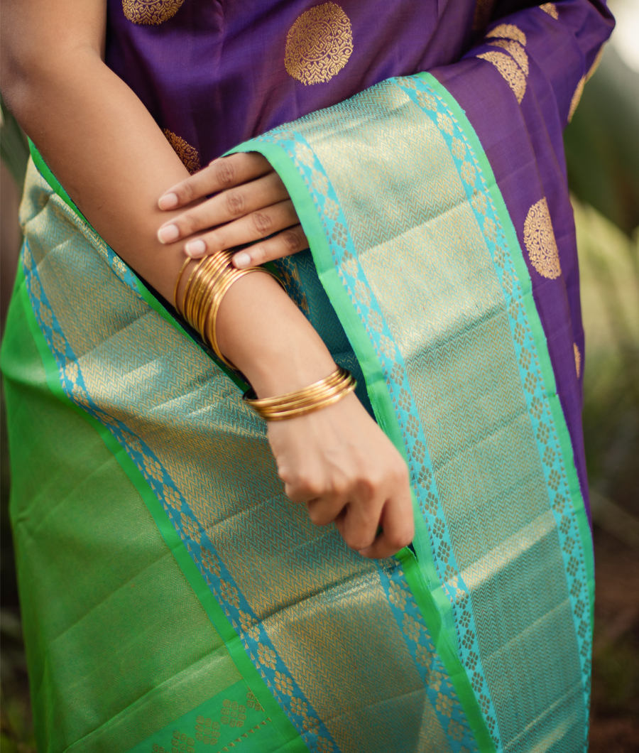 Purple Handwoven Kanjivaram Silk Saree T3069112