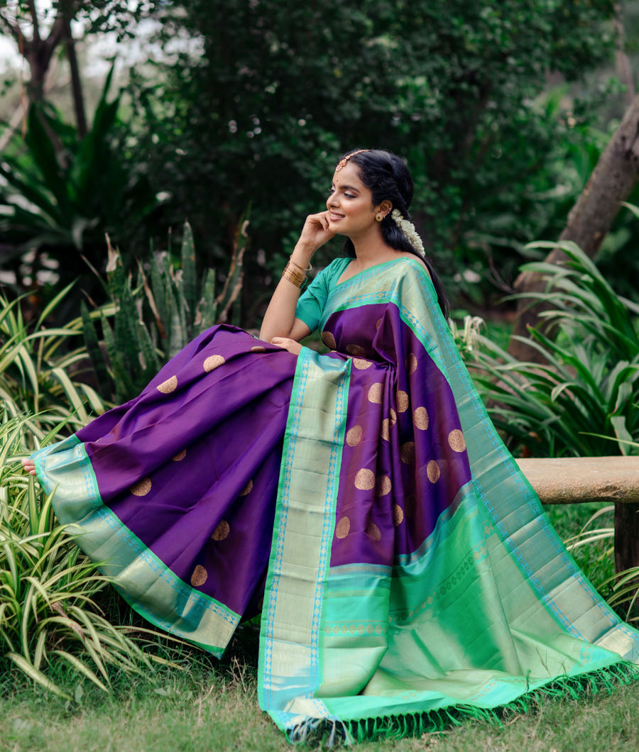 Purple Handwoven Kanjivaram Silk Saree T3069114