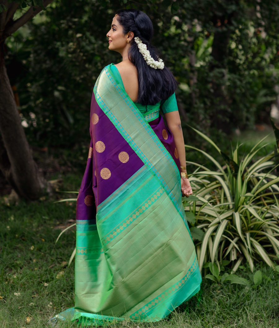 Purple Handwoven Kanjivaram Silk Saree T3069115