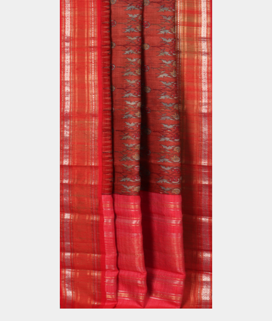 Rust Vidarbha Tussar Saree T2559132