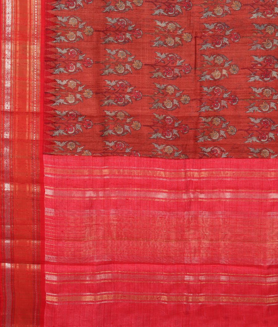 Rust Vidarbha Tussar Saree T2559134