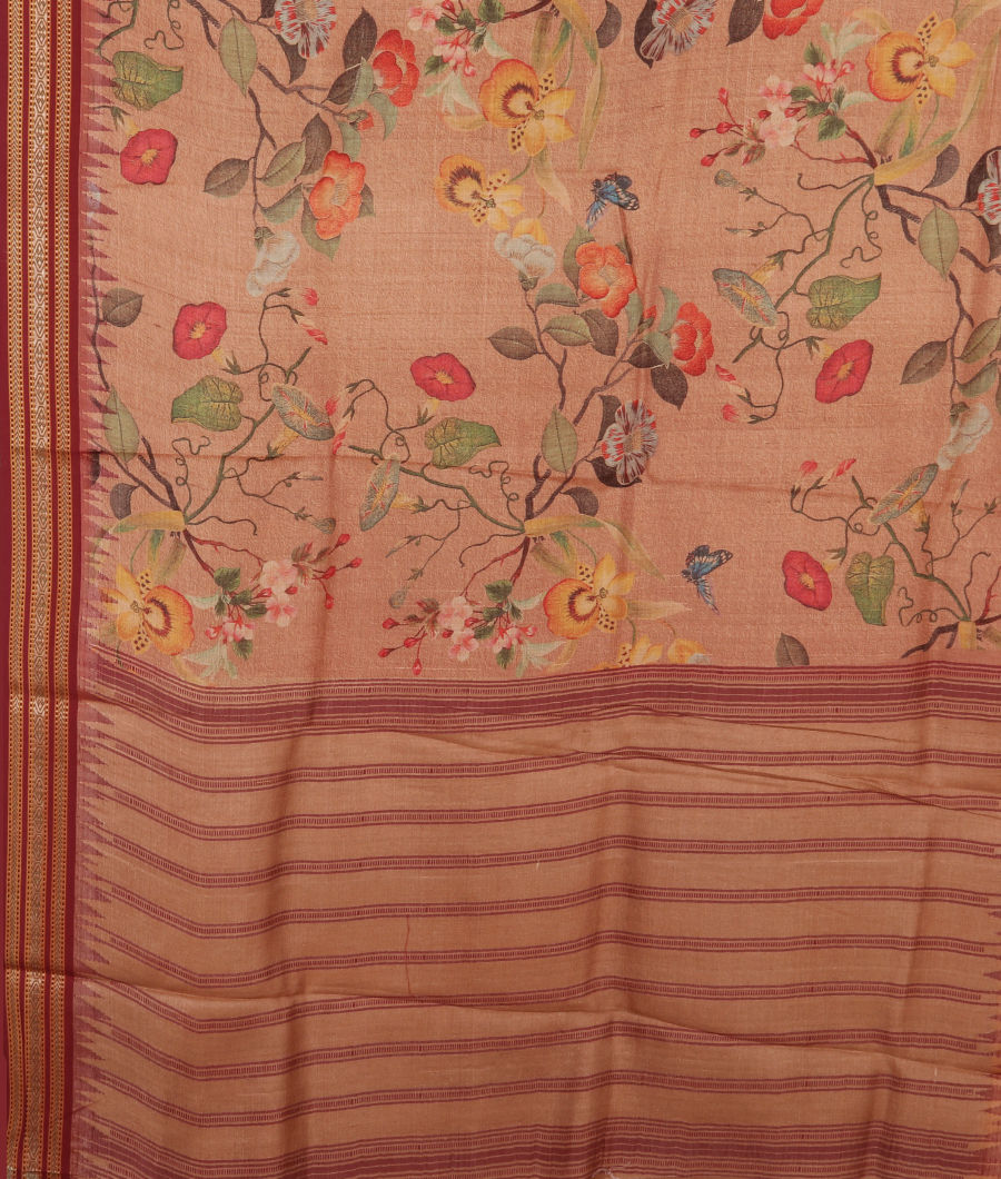 Beige Vidarbha Tussar Saree T3095354