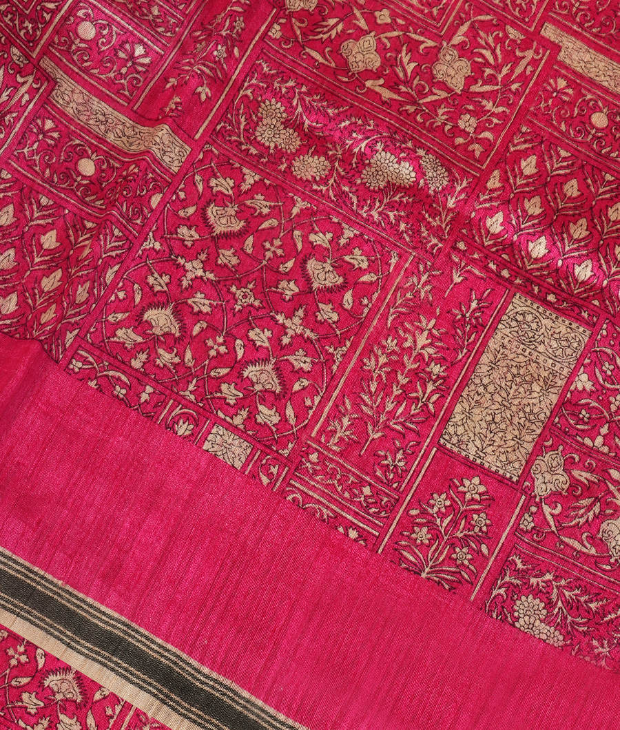 Pink Tussar Printed Saree T118142-image