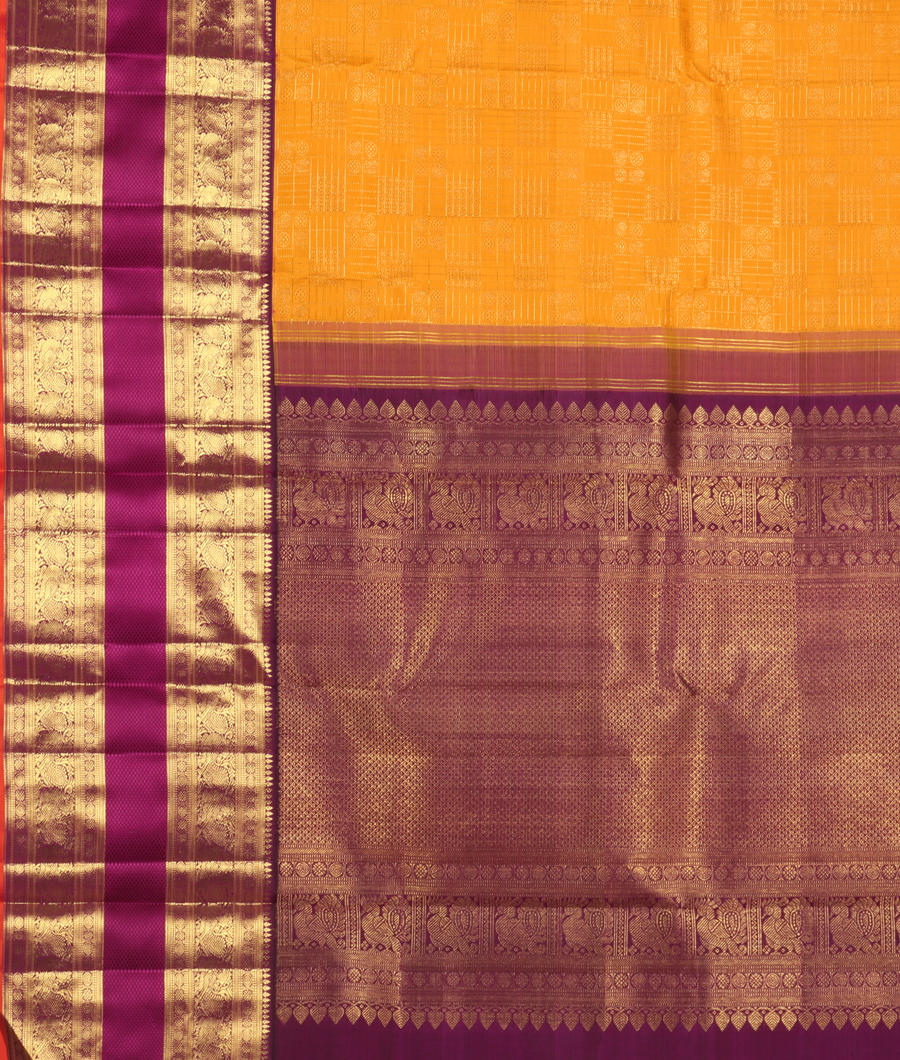 Yellow Handwoven Kanjivaram Silk Saree T3254854