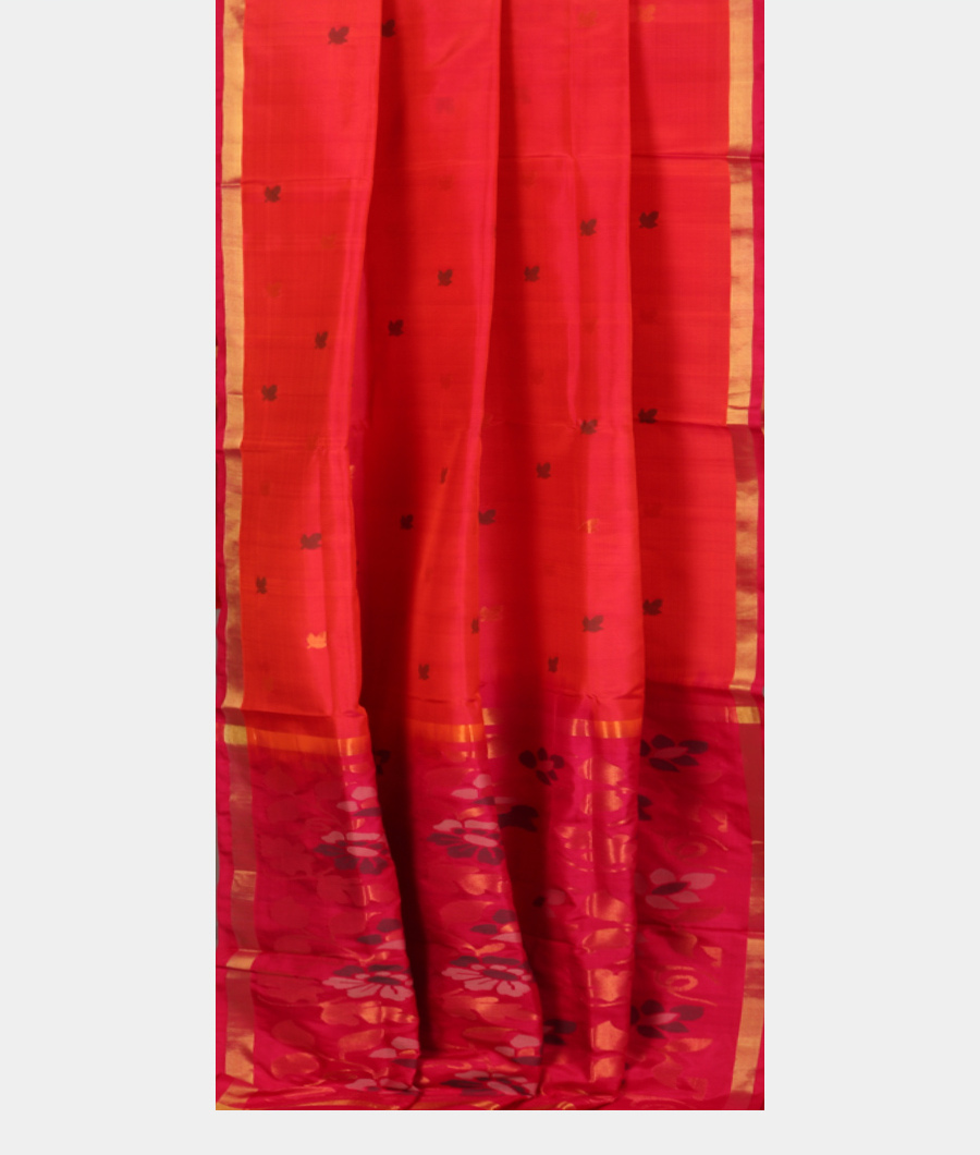 Pinkish Orange Uppada Silk Saree T3322422