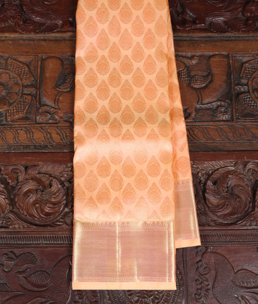 Light Peach Handwoven Kanjivaram Silk Saree T314702-image