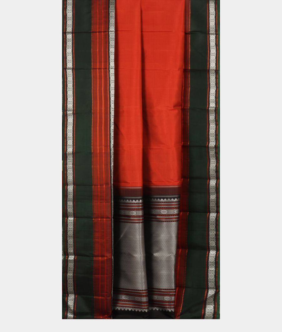 Rust Handwoven Kanjivaram Silk Saree T2519282