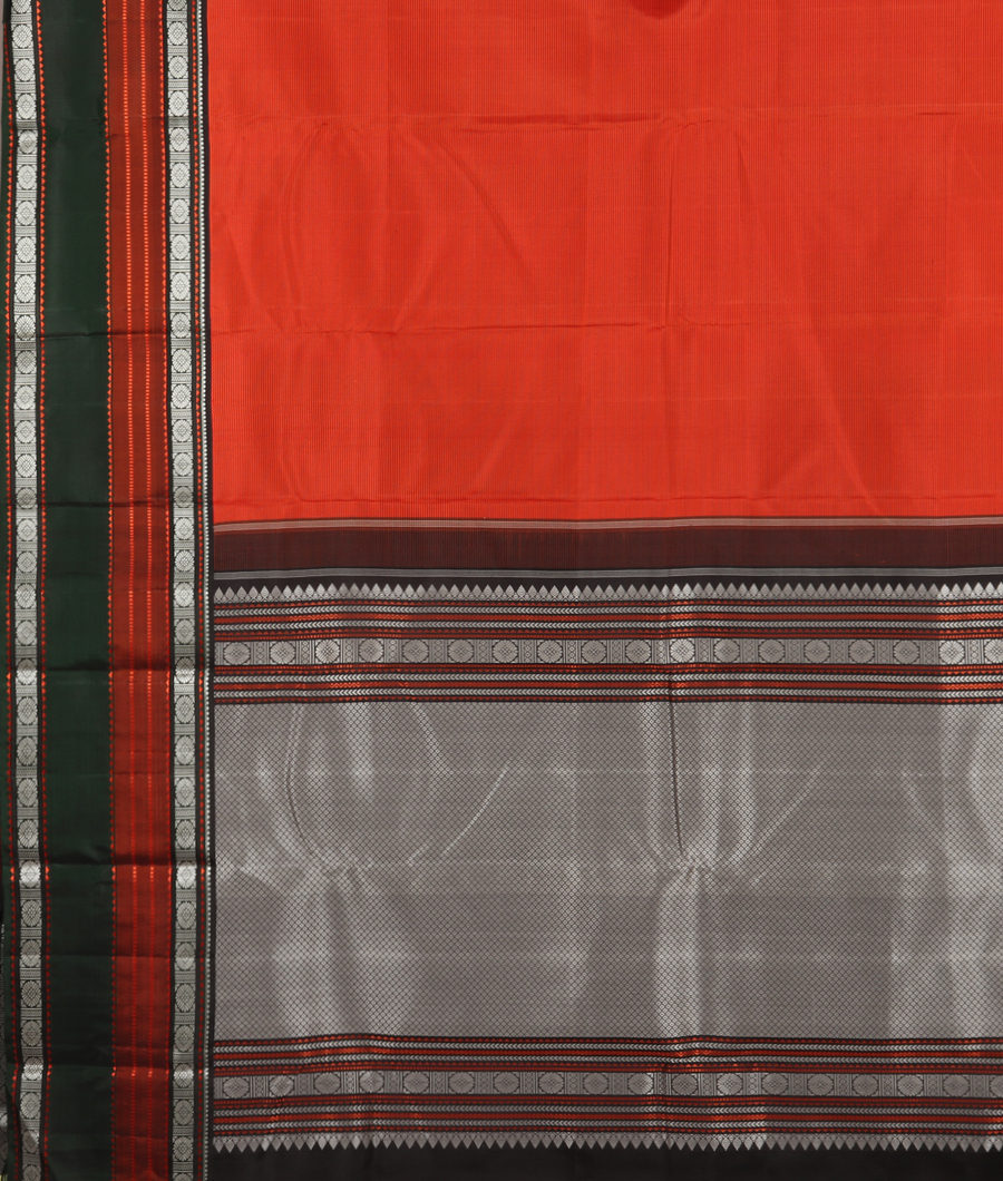 Rust Handwoven Kanjivaram Silk Saree T2519284