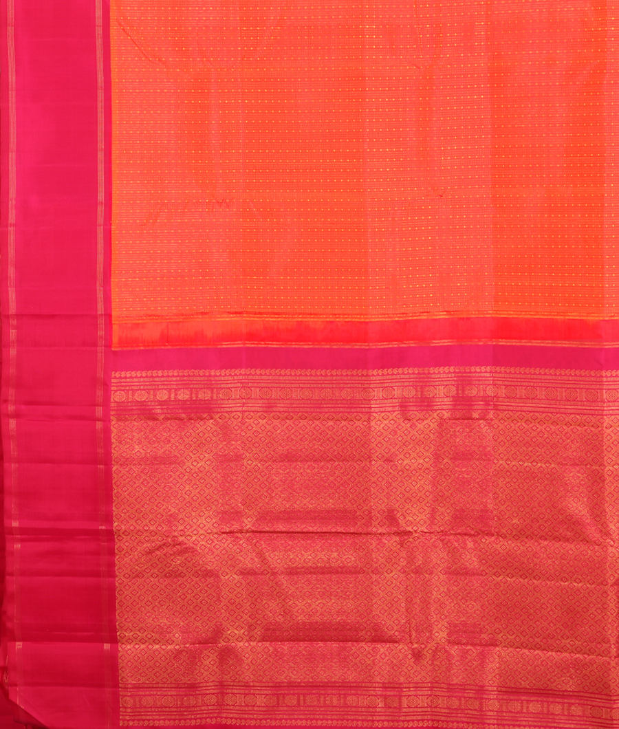 Pinkish Orange Handwoven Kanjivaram Silk Saree T3251234
