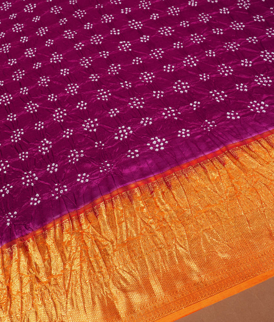Purple Bandhani Kanjivaram Silk Saree T3069534
