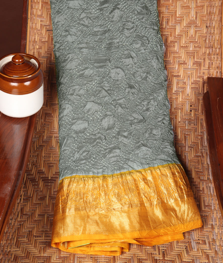 Grey Bandhani Kanjivaram Silk Saree T262818-image