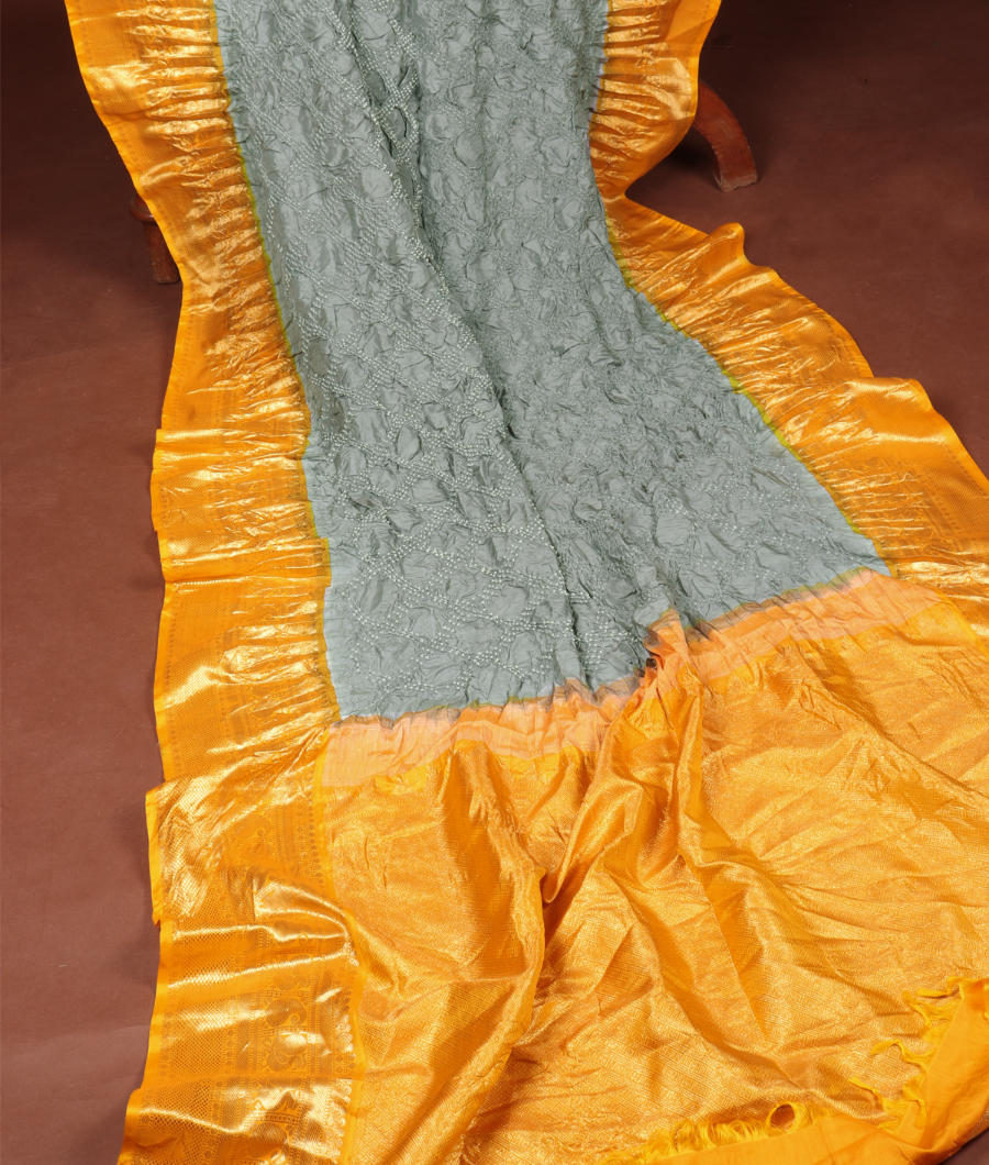 Grey Bandhani Kanjivaram Silk Saree T2628182