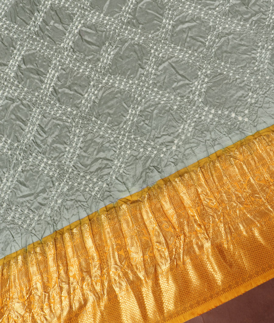 Grey Bandhani Kanjivaram Silk Saree T2628184
