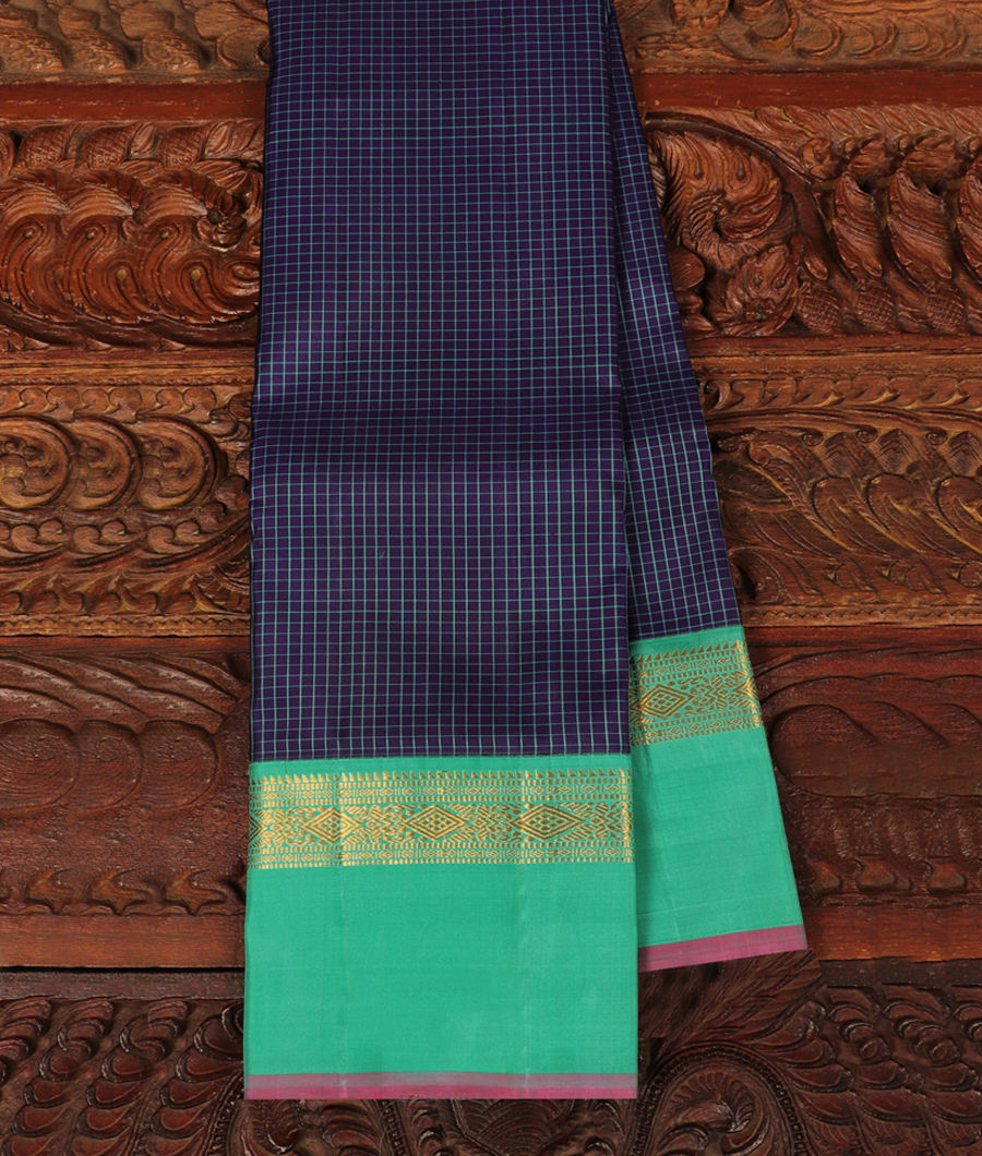 Buy Blue Handwoven Kanjivaram Silk Saree T313502