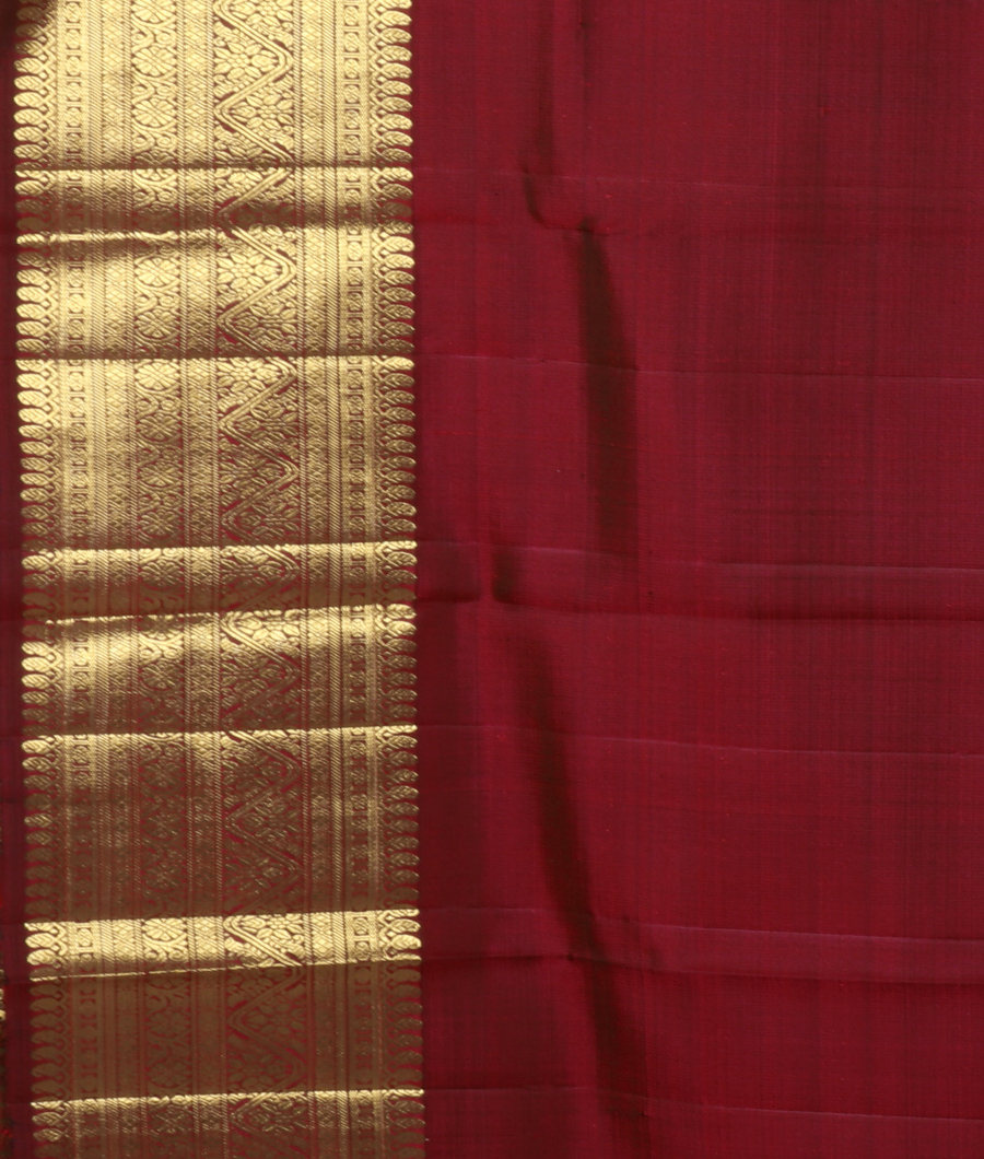 Burgundy Handwoven Kanjivaram Silk Saree T3183313