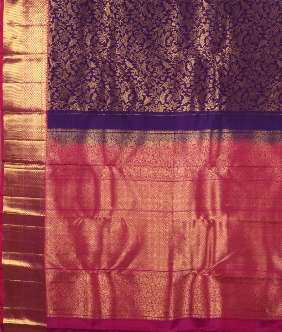 Purple Handwoven Kanjivaram Silk Saree T2780524