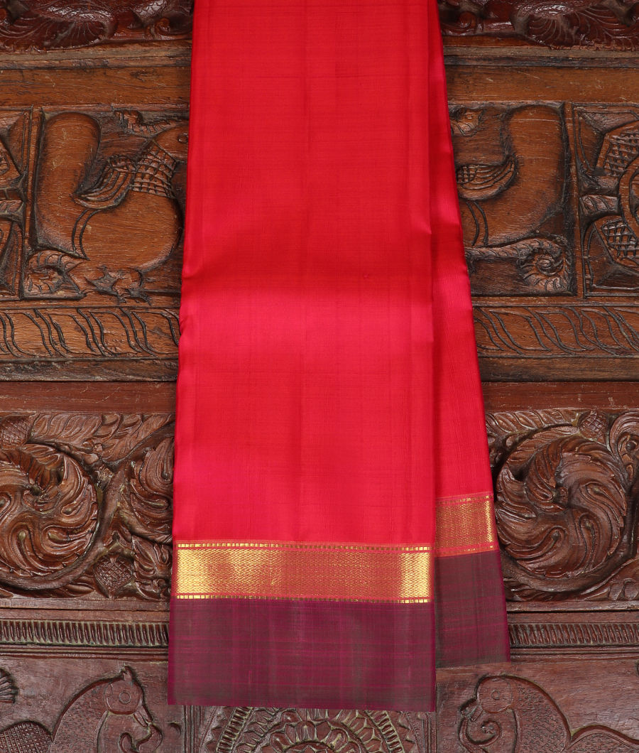 Pinkish Red Handwoven Kanjivaram Silk Saree T224807-image