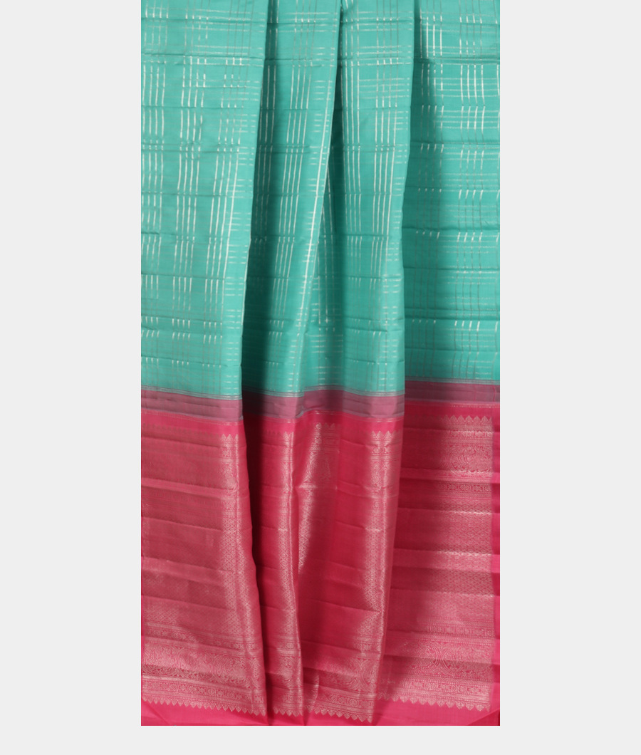 Turquoise Blue Handwoven Kanjivaram Silk Saree T3318202