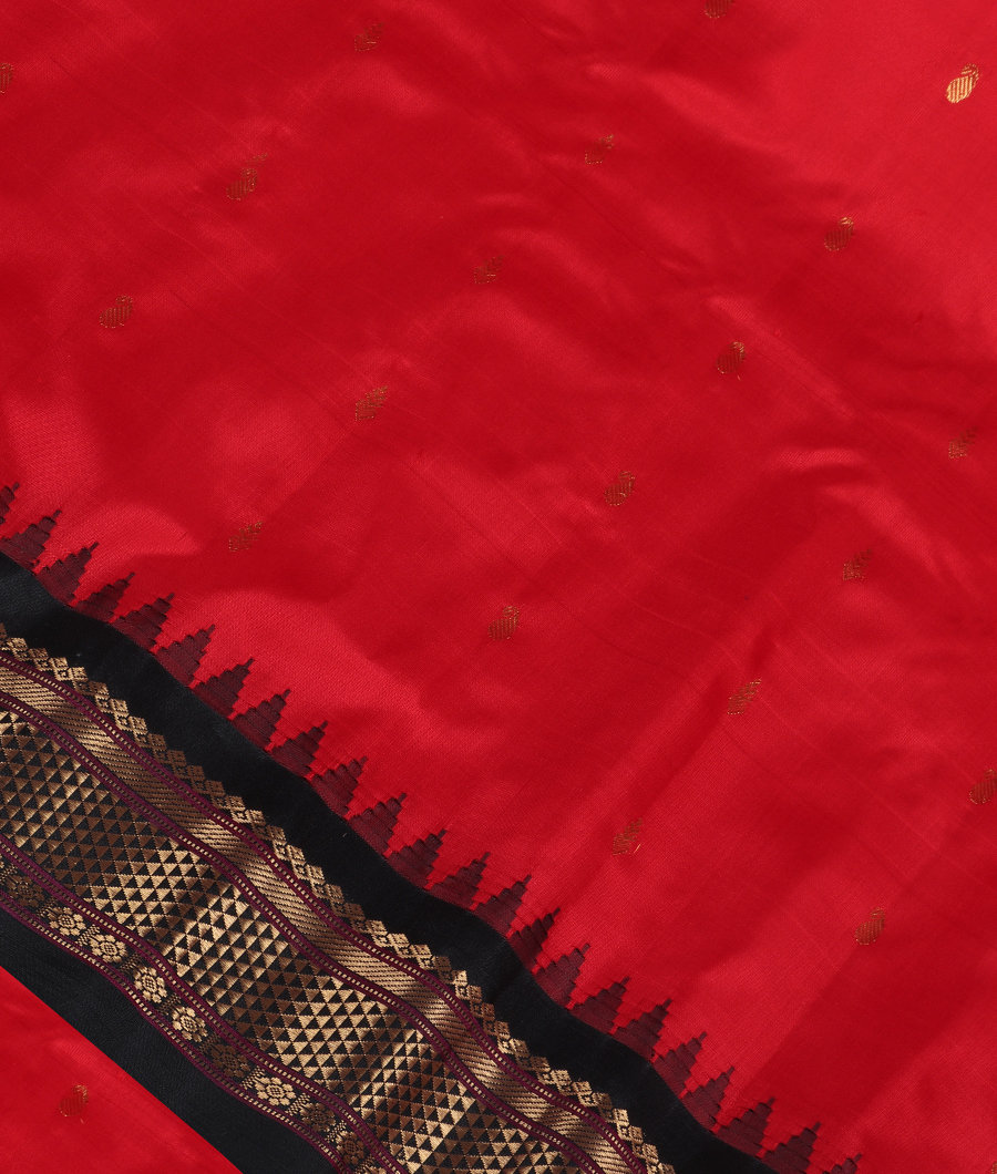 Red Gadwal Silk Saree T234698-image
