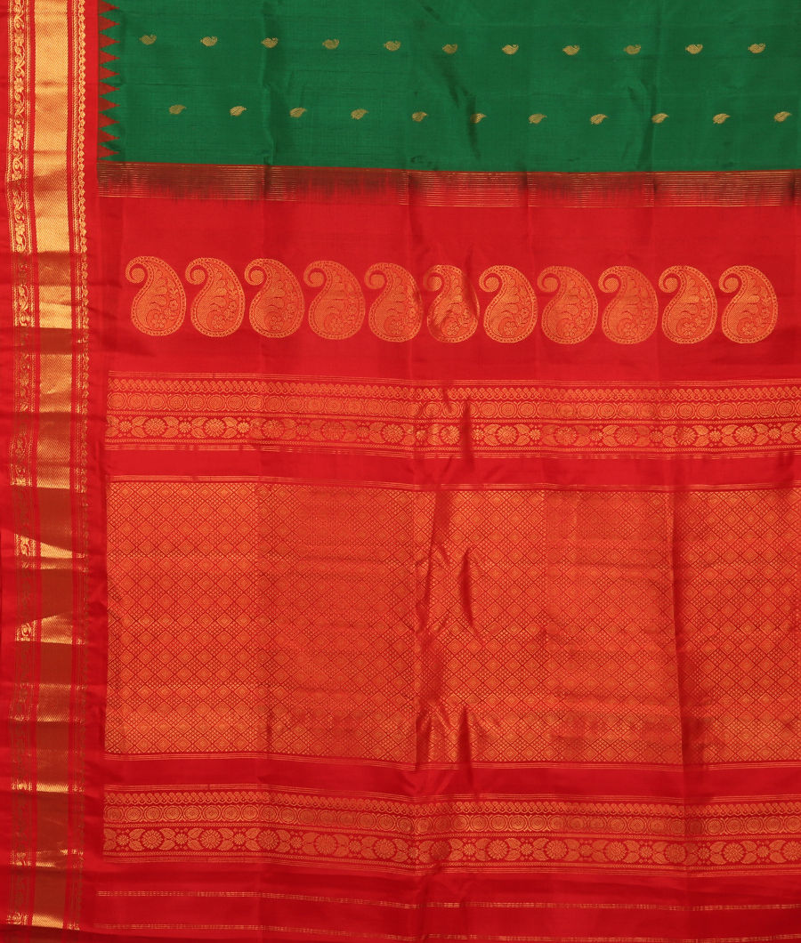 Green Gadwal Silk Saree T3324884