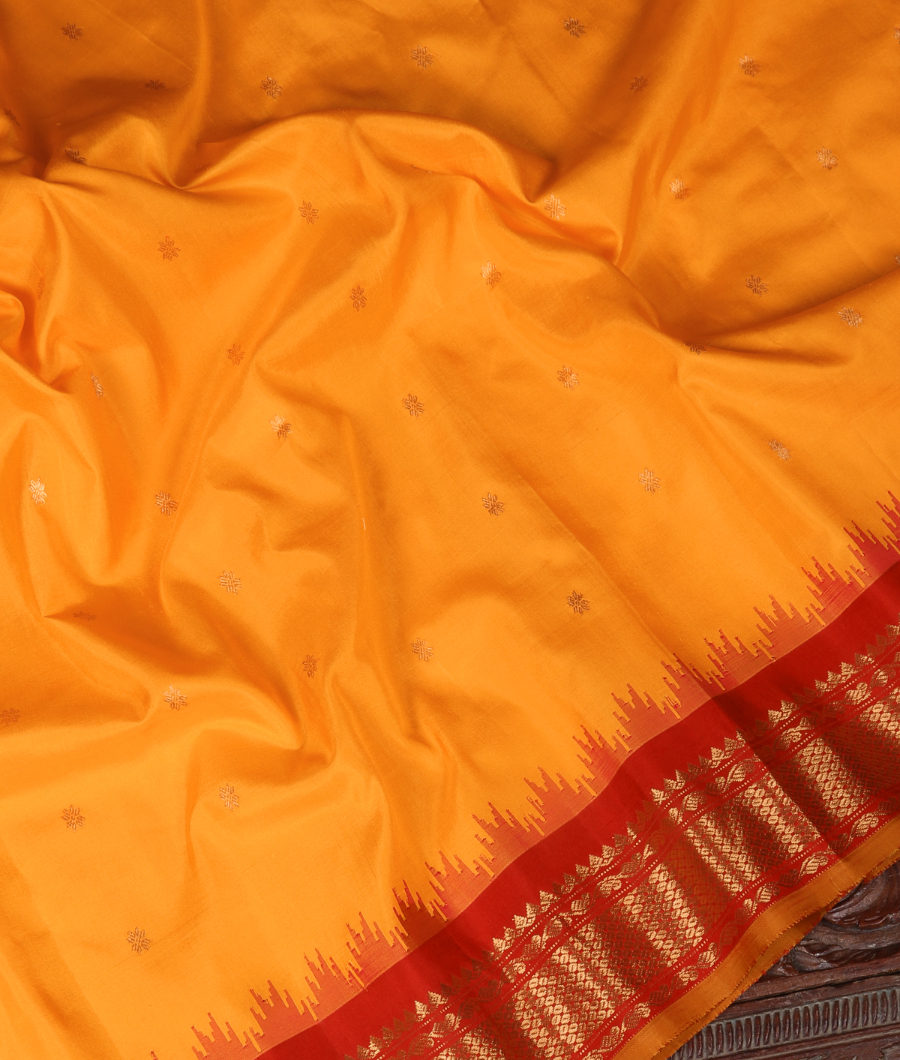 Yellow Gadwal Silk Saree T2347054
