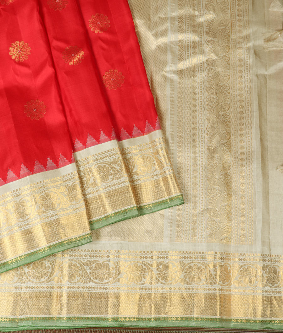 Red Gadwal Silk Saree T3321942