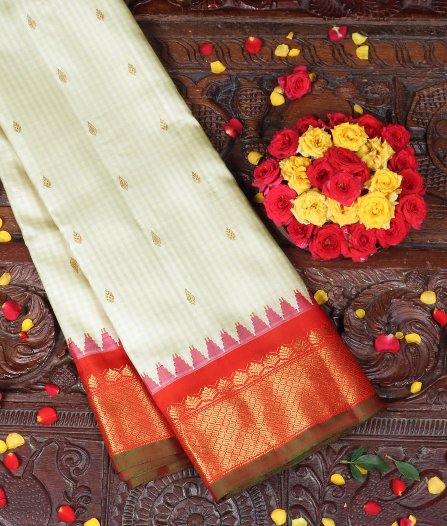 Cream Gadwal Silk Saree T332472-image