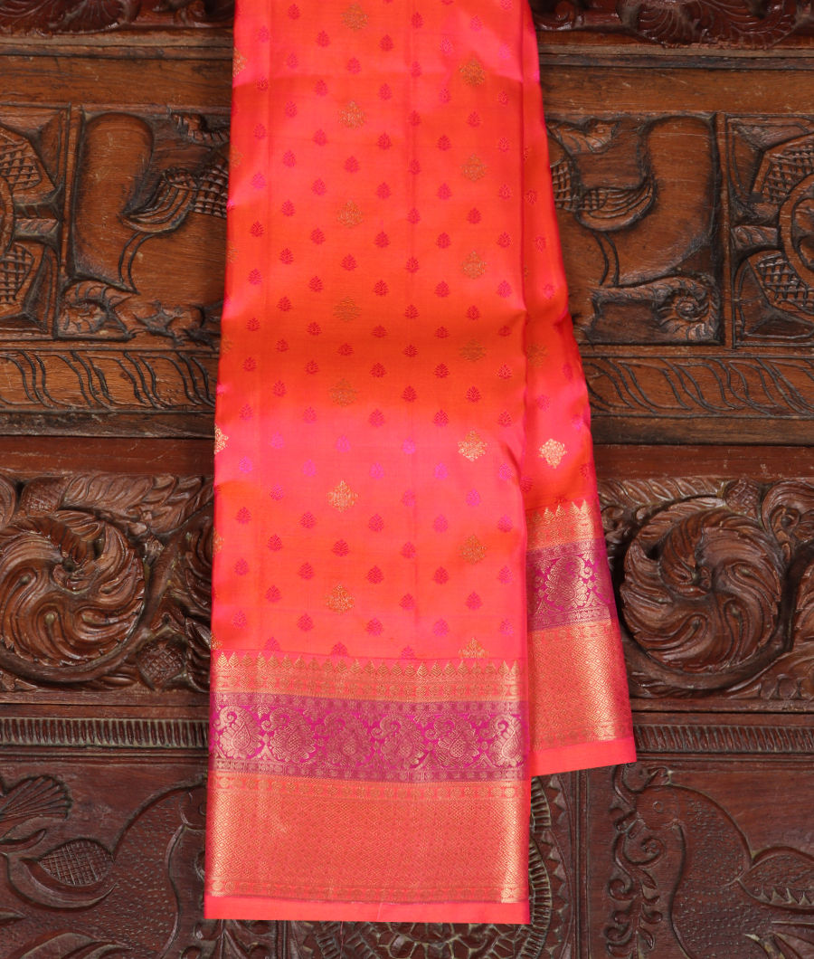 Orangish Pink Soft Silk Saree T333668-image