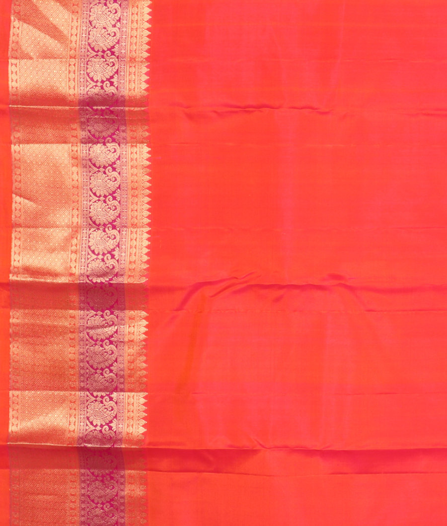 Orangish Pink Soft Silk Saree T3336683
