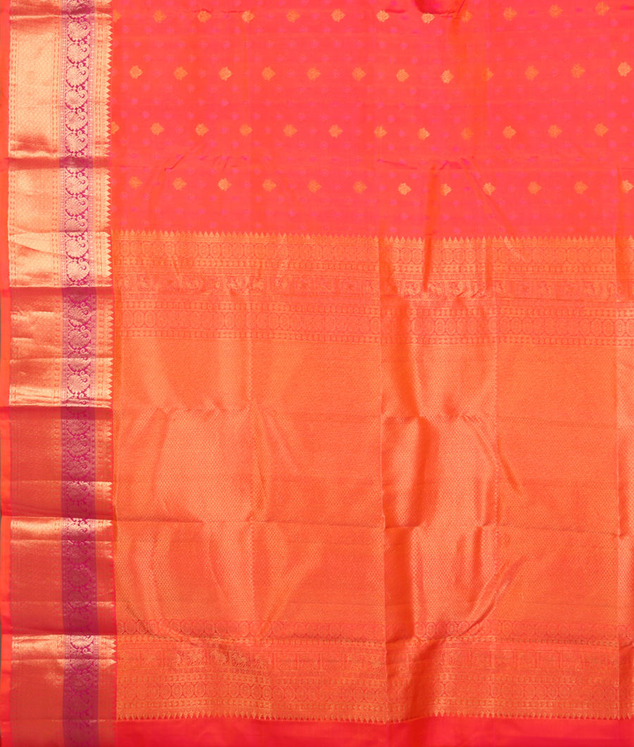 Orangish Pink Soft Silk Saree T3336684
