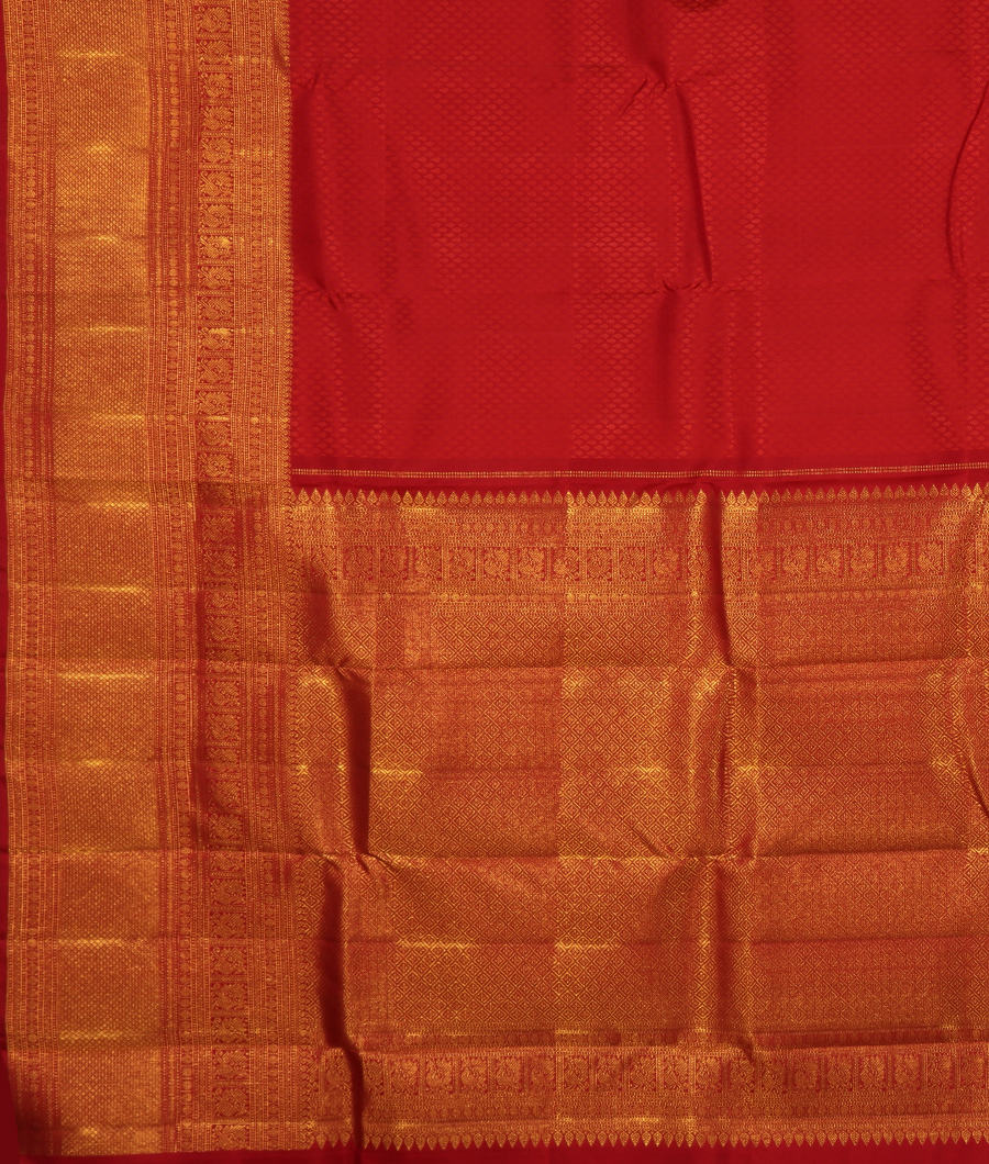 Red Handwoven Kanjivaram Silk Saree T3139934