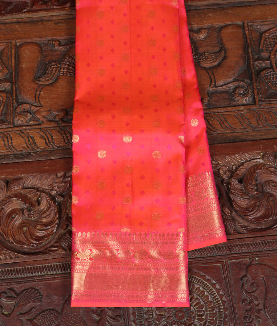 Orangish Pink Soft Silk Saree T333802-image