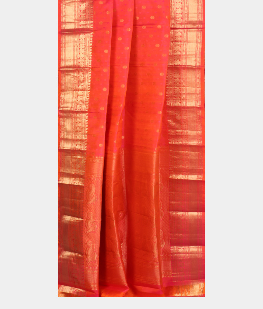 Orangish Pink Soft Silk Saree T3338022