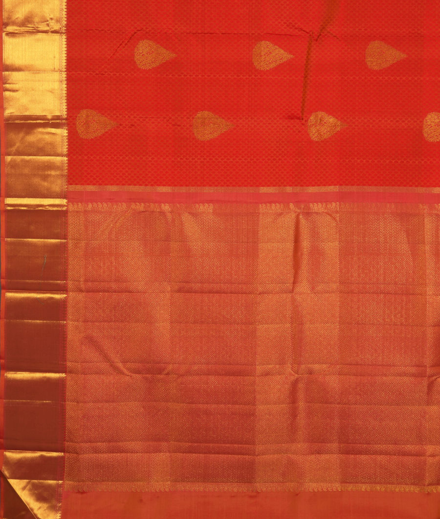 Orangish Pink Handwoven Kanjivaram Silk Saree T3245144