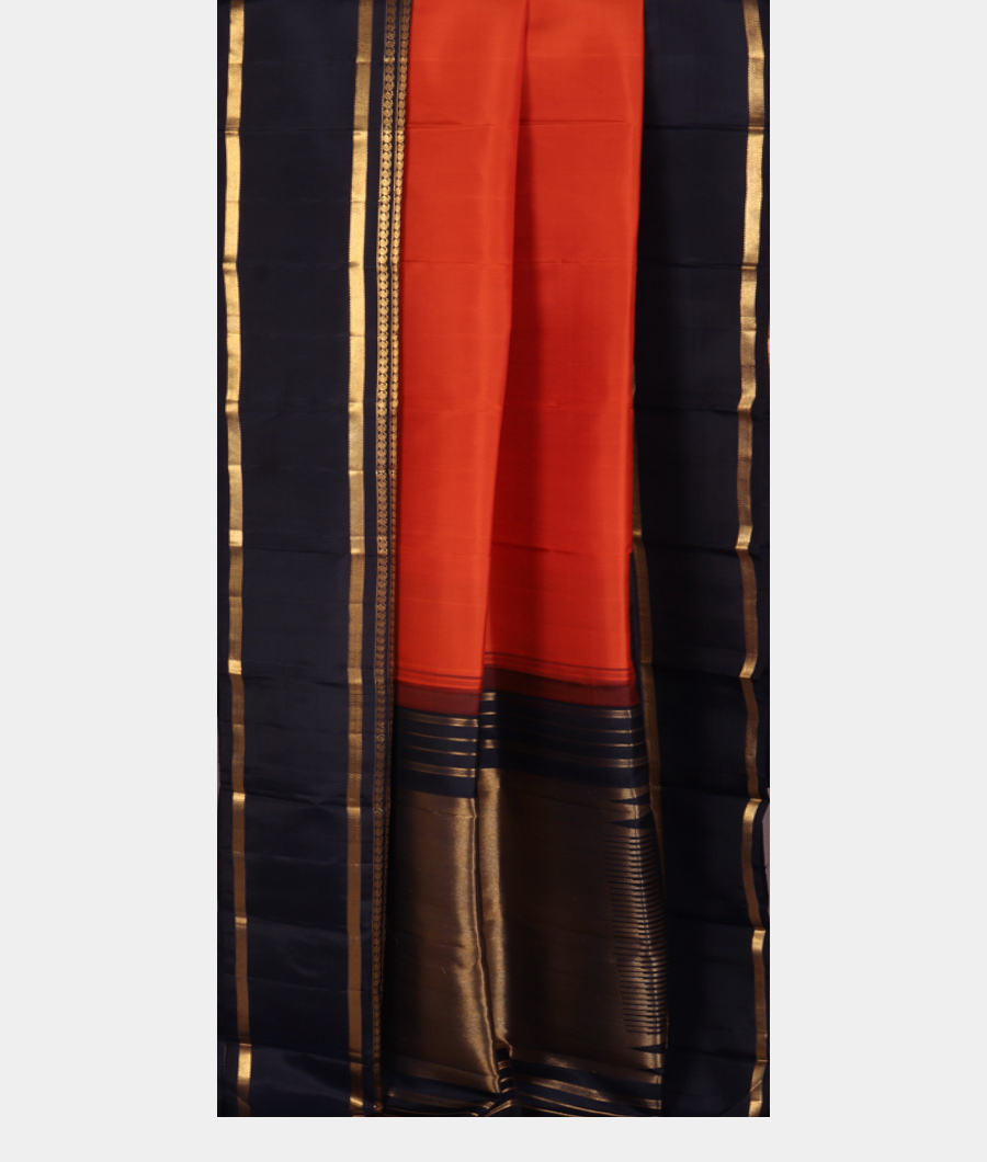 Rust Handwoven Kanjivaram Silk Saree T3141632