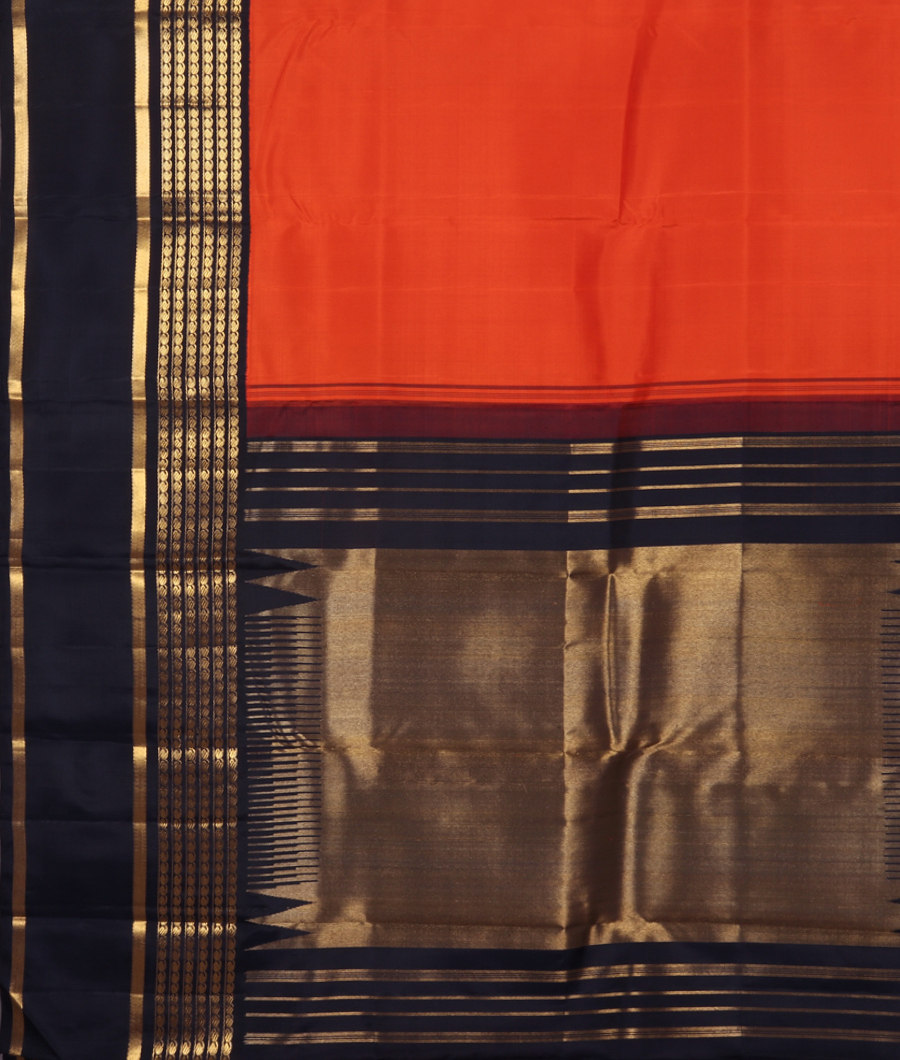 Rust Handwoven Kanjivaram Silk Saree T3141634