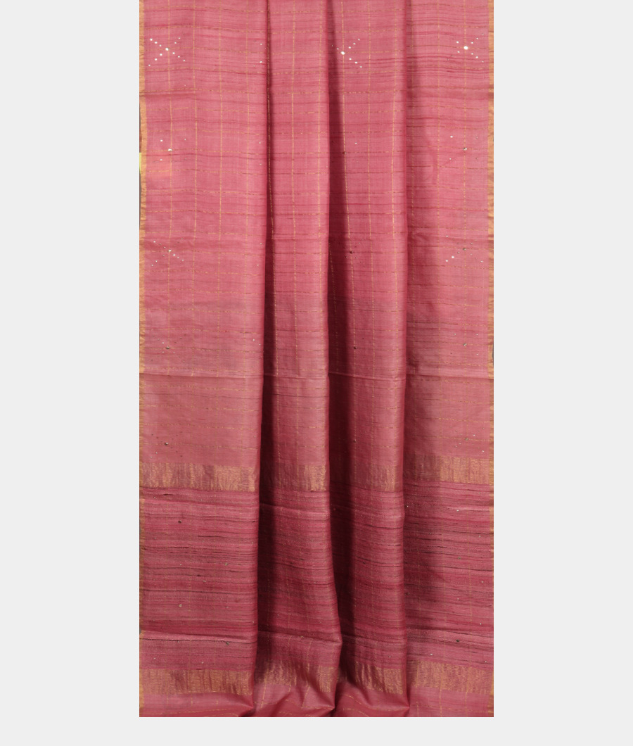 Pink Woven Tussar Saree T3289412