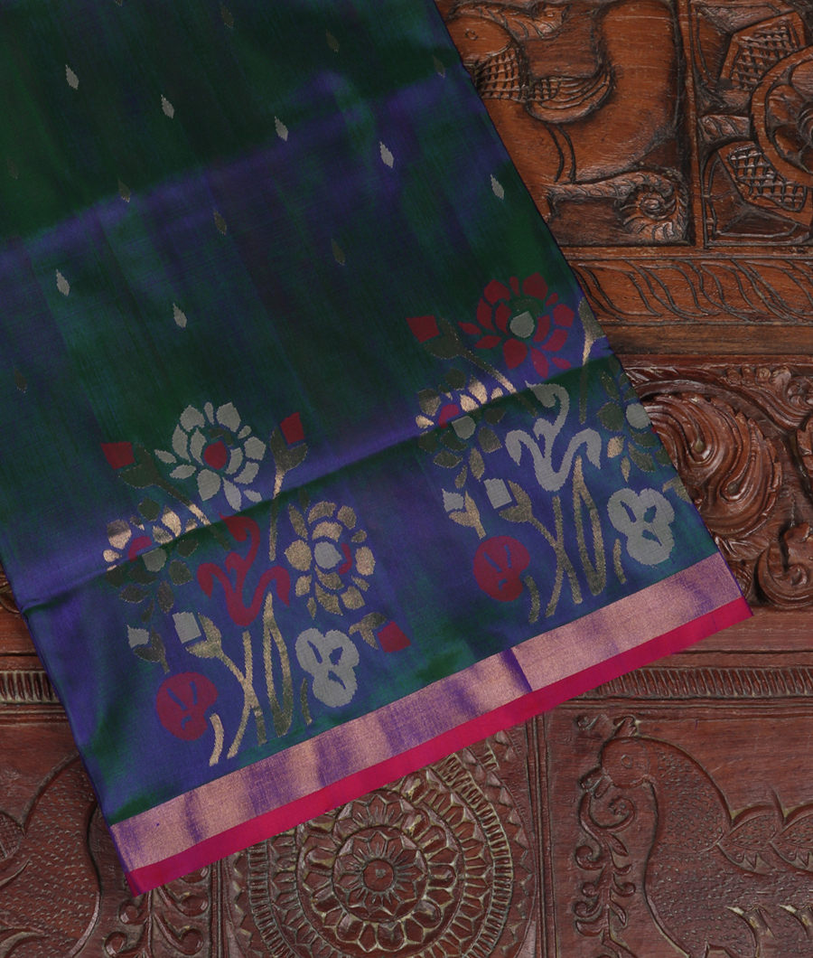 Peacock Blue Uppada Silk Saree T332270-image