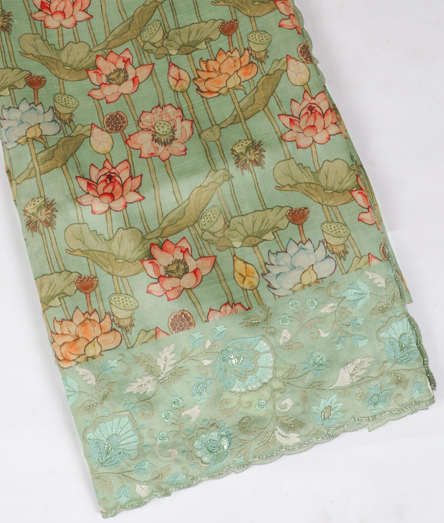 Green Tussar Embroidery Saree T334236-image