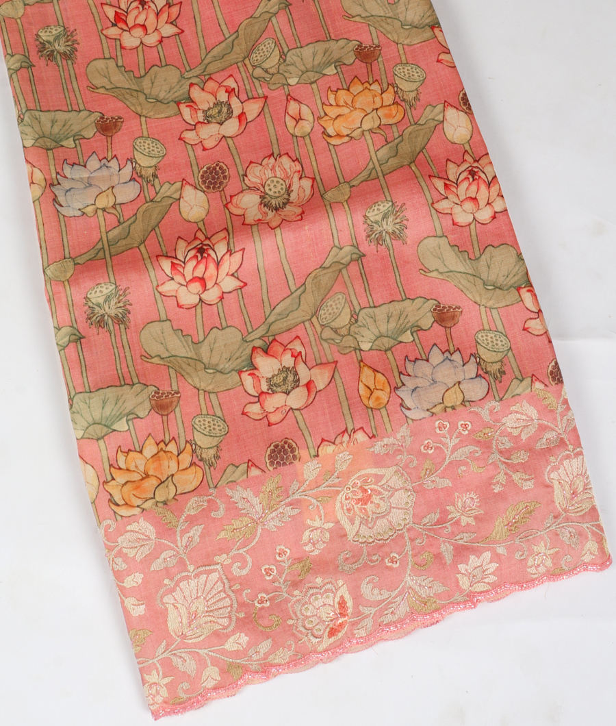 Pink Tussar Embroidery Saree T334237-image