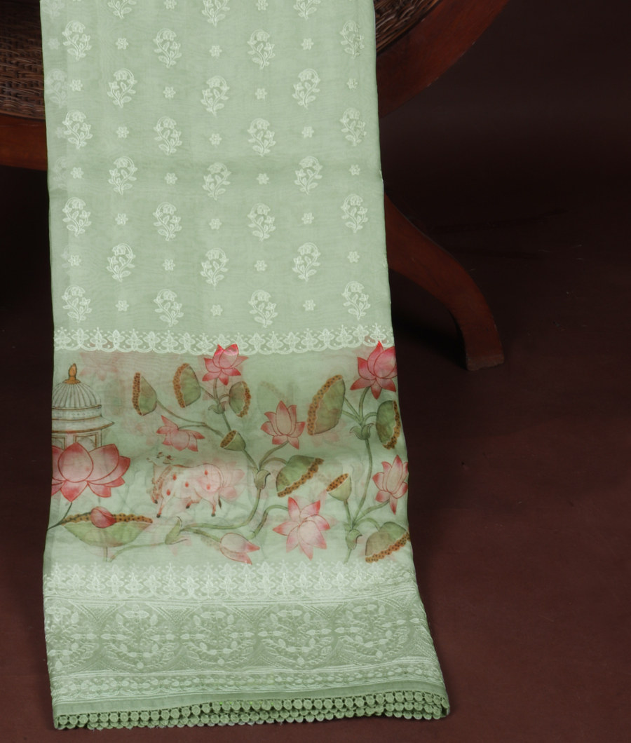 Green Kora Organza Embroidery Saree T334877-image