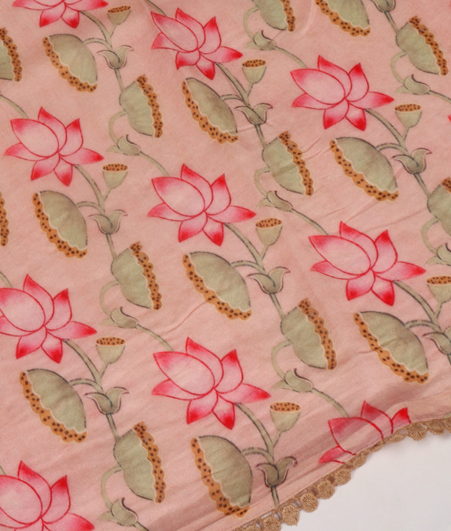 Cream Kora Organza Embroidery Saree T3348795