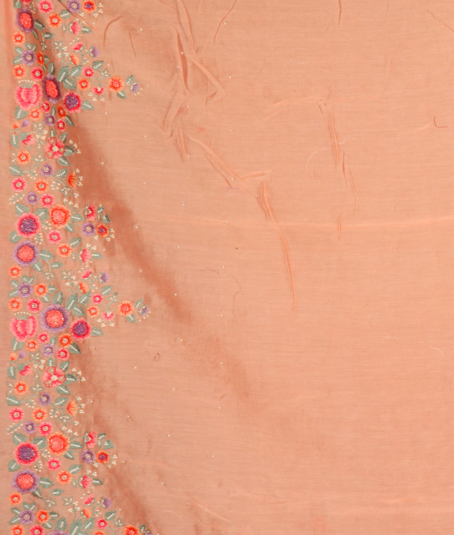 Peach Kora Organza Embroidery Saree T3345613