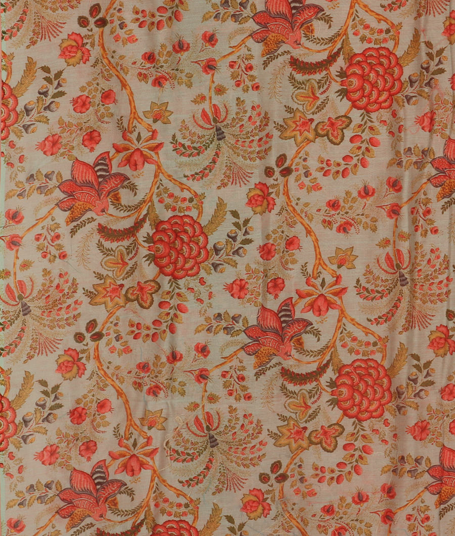 Peach Chanderi Cotton Embroidery Saree T3305833