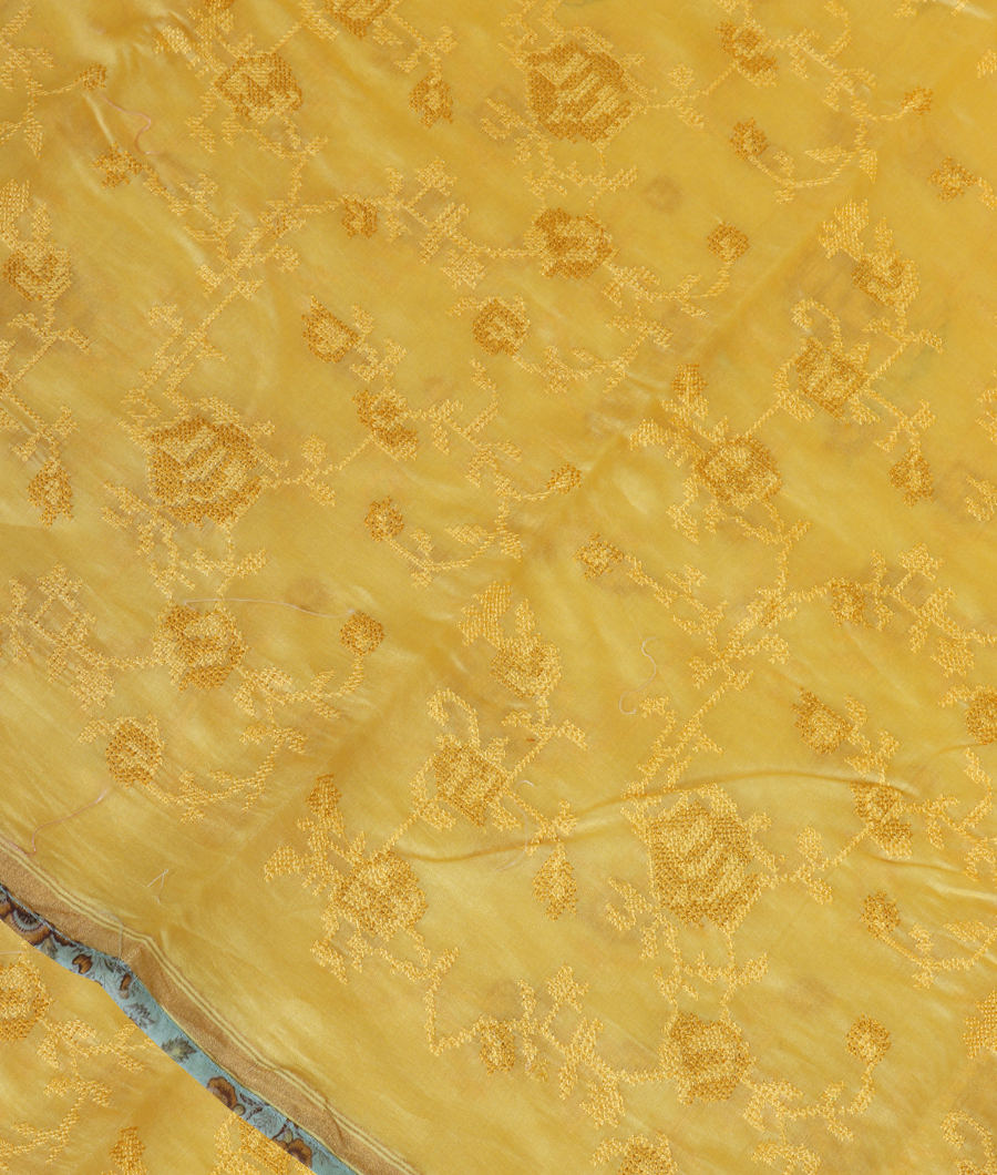 Yellow Chanderi Cotton Embroidery Saree T330585-image